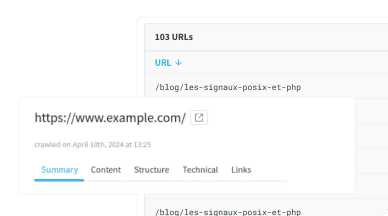 Each crawled URL has its own details page