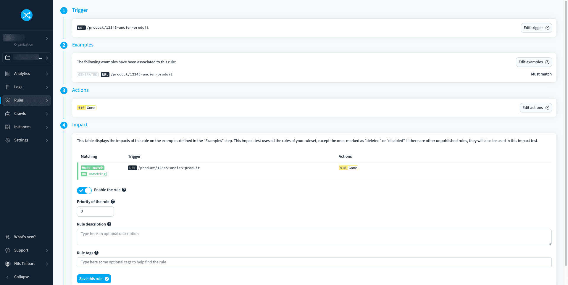 Customizer le code de réponse d'une redirection