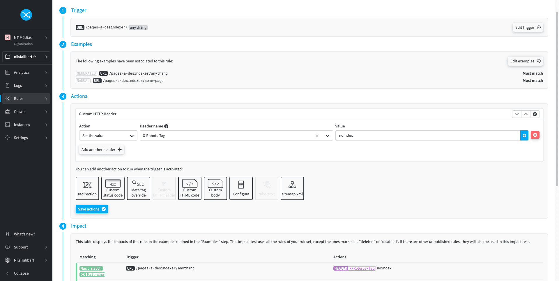 X-Robot Tag in redirection.io
