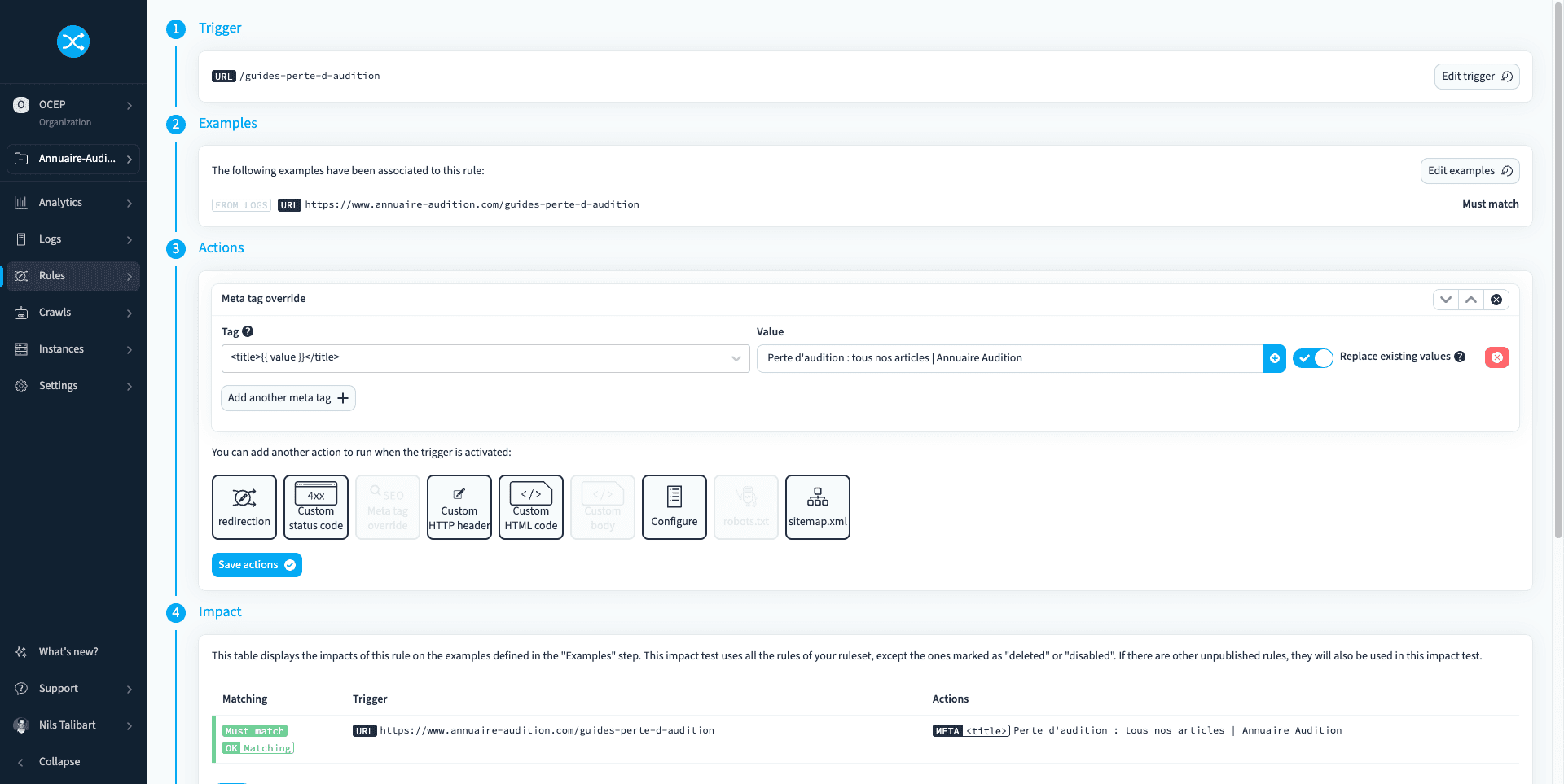 Optimizing titles with redirection.io