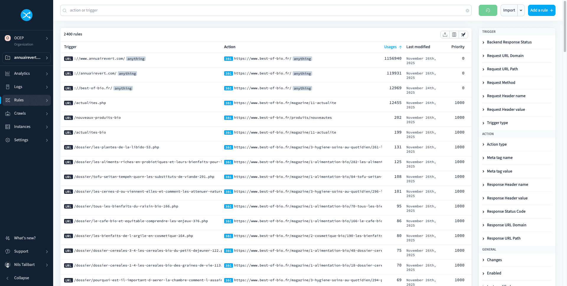 Testing all the rules in redirection.io