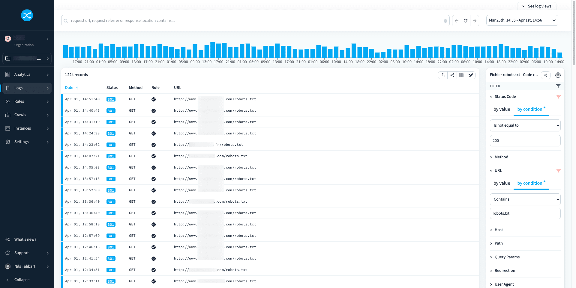 Creation of a dedicated Log View for robots.txt monitoring