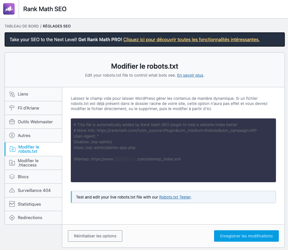 robots.txt modification with Rank Math SEO