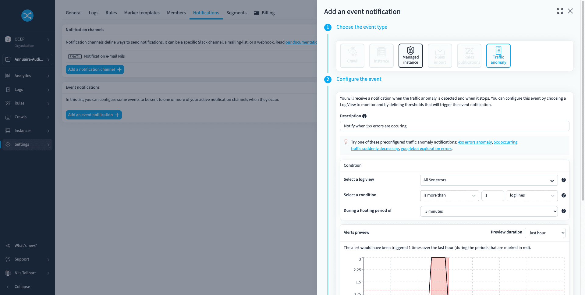 traffic anomaly alert