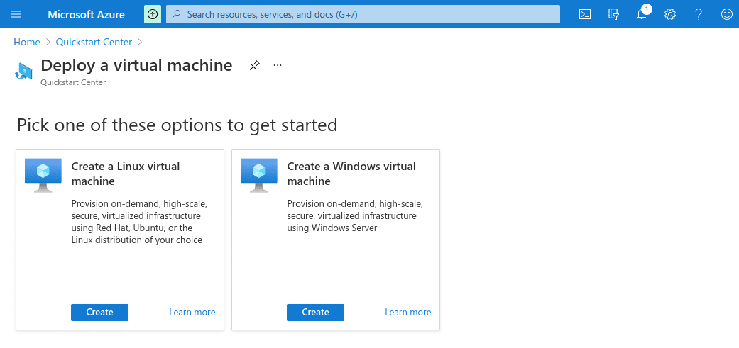 Azure Virtual Machine Creation Interface