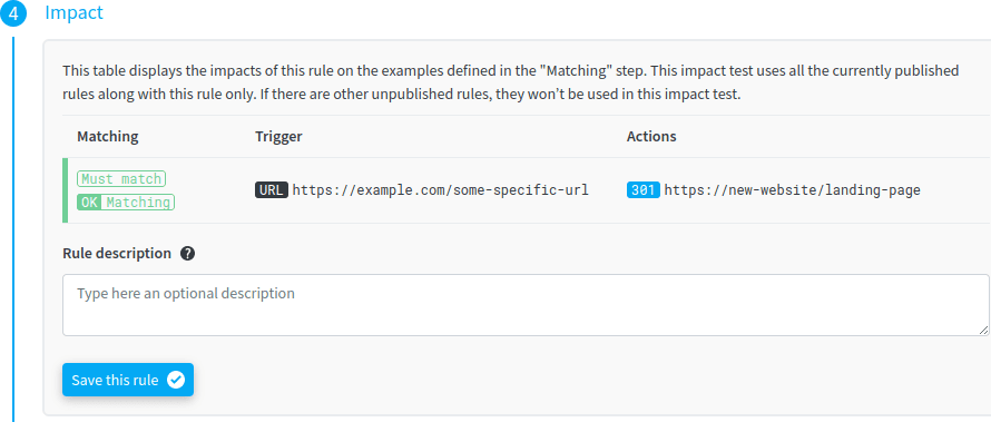 the impact allows to check is a redirection works correctly