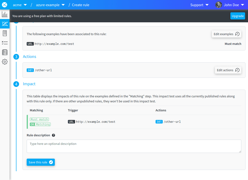 redirection.io rule impact