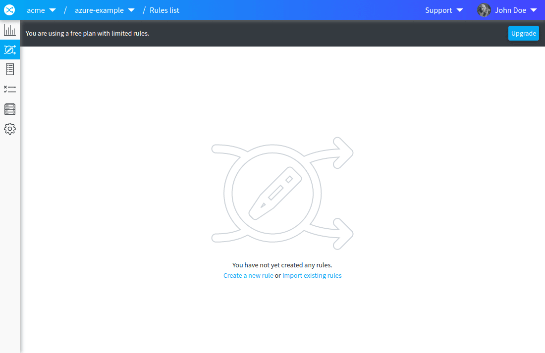 The empty redirects list
