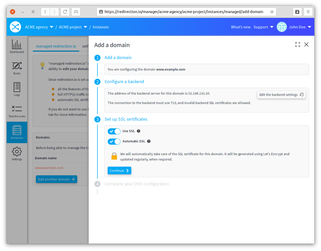 Des certificats SSL automatiques ou personnalisés sont possibles