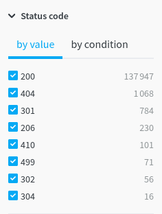Filtrer les logs HTTP en sélectionnant des valeurs