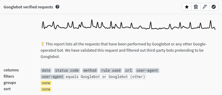 Un example de log view, qui permet de filtrer aisément les logs de trafic avec redirection.io