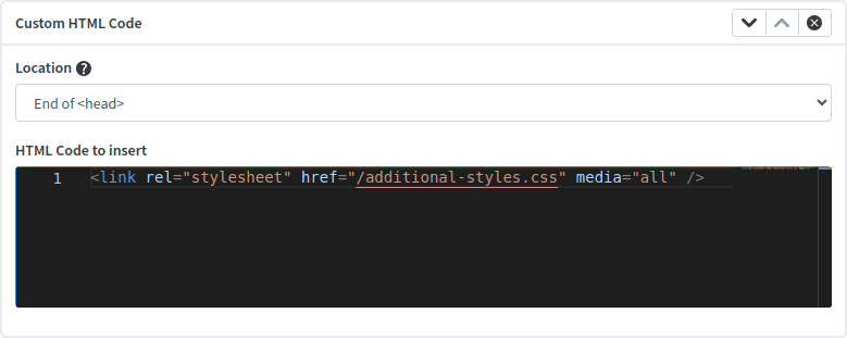 Custom HTML code action