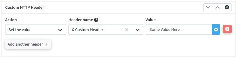 Custom HTTP header action