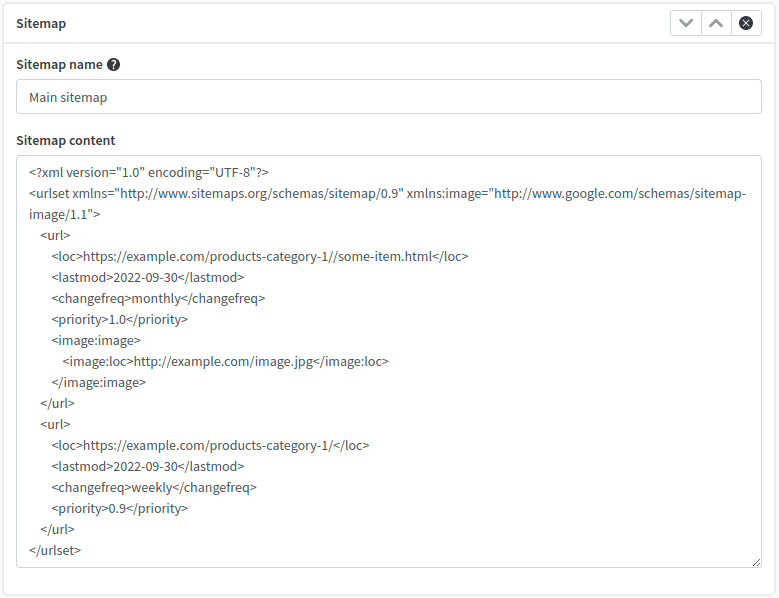Sitemap management action