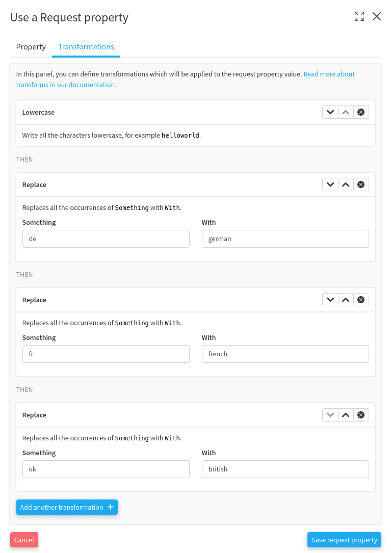 Button to use a request property