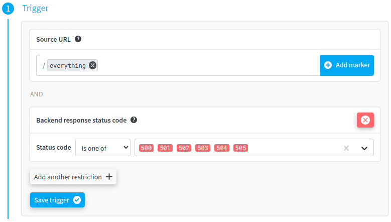 Trigger de code de statut du backend