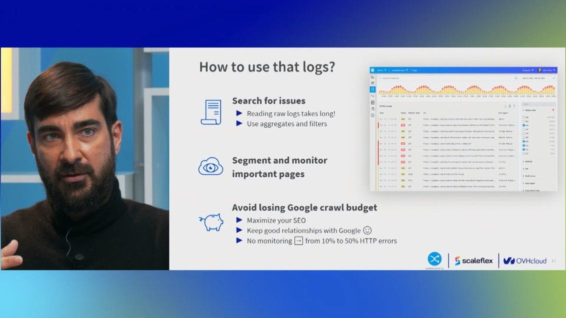 Xavier explains how to use traffic logs to spot issues on a website