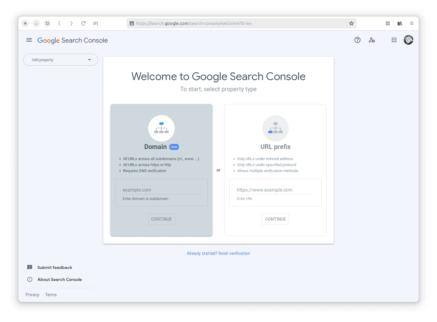 Navigate to the Google Search Console