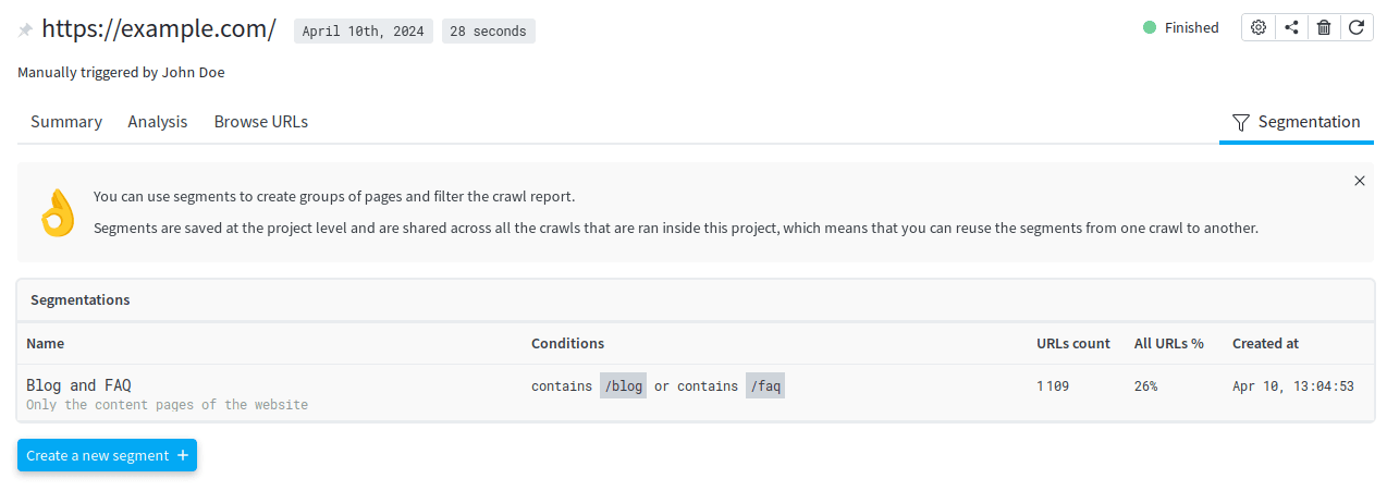 Crawl - Segmentation