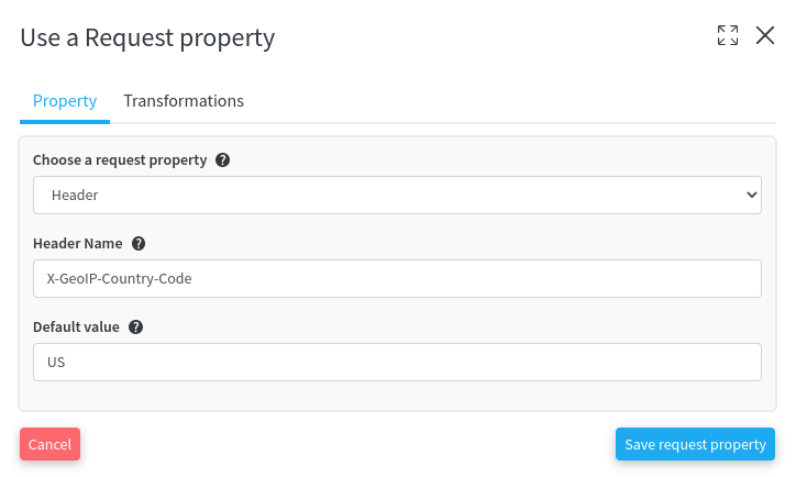 Button to use a request property
