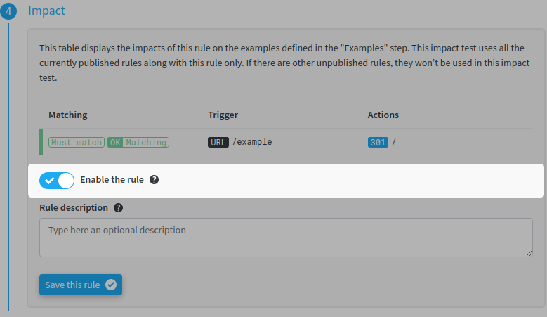 Enable or disable a rule in a quick way