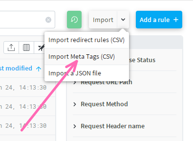 "Import meta-tags rules" button