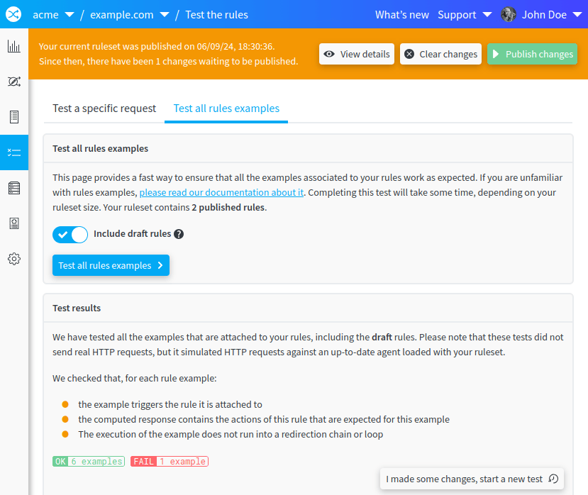 An error is happening during the test of all rules