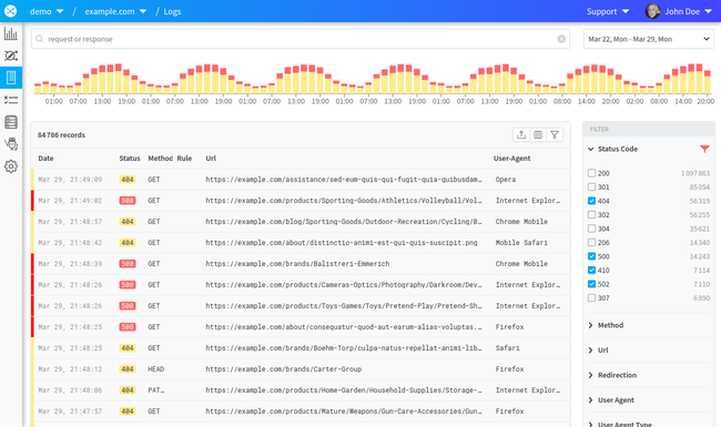 Filtrez les logs de trafic HTTP