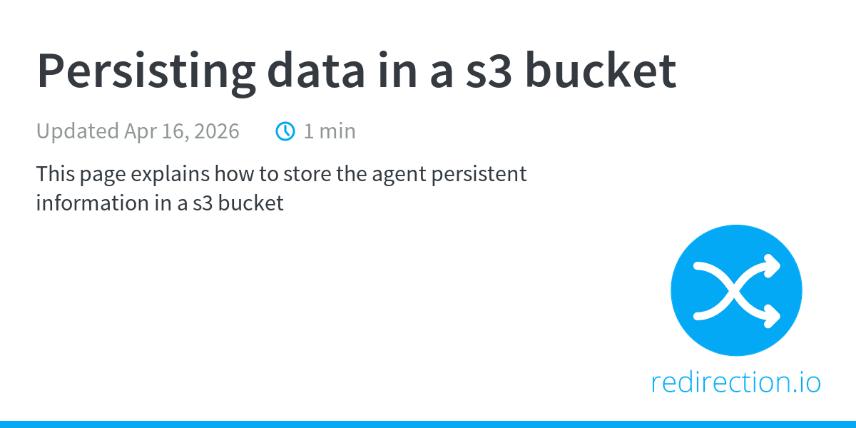 Persisting data in a s3 bucket - Agent documentation | Documentation