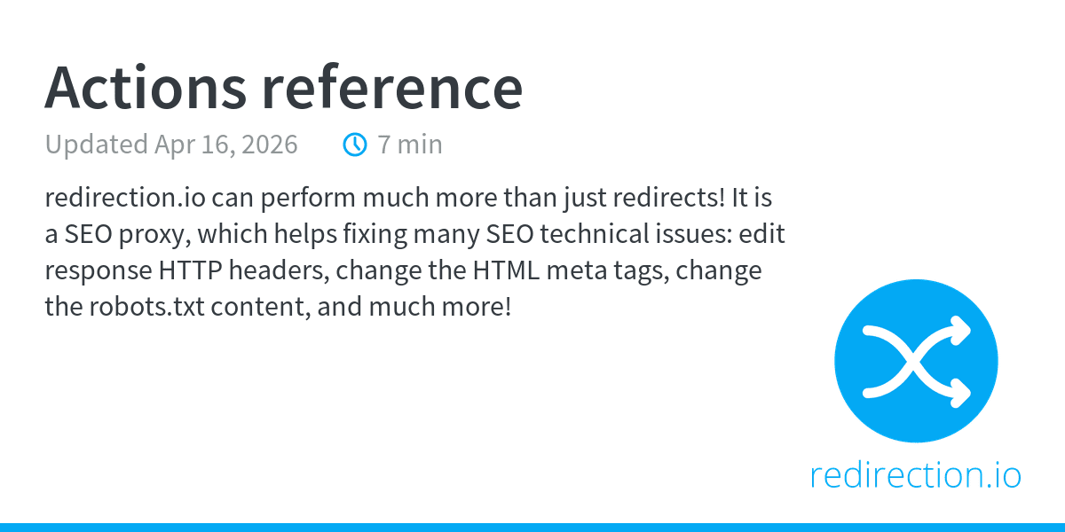 Actions reference - User documentation | Documentation