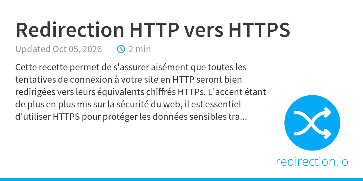 Redirection HTTP vers HTTPS | recettes | redirection.io